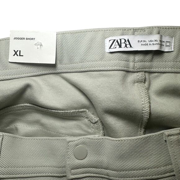 Zara Man Jogger Chino Shorts Men Size XL Light Green Normcore Causal Preppy NEW - Picture 5 of 6